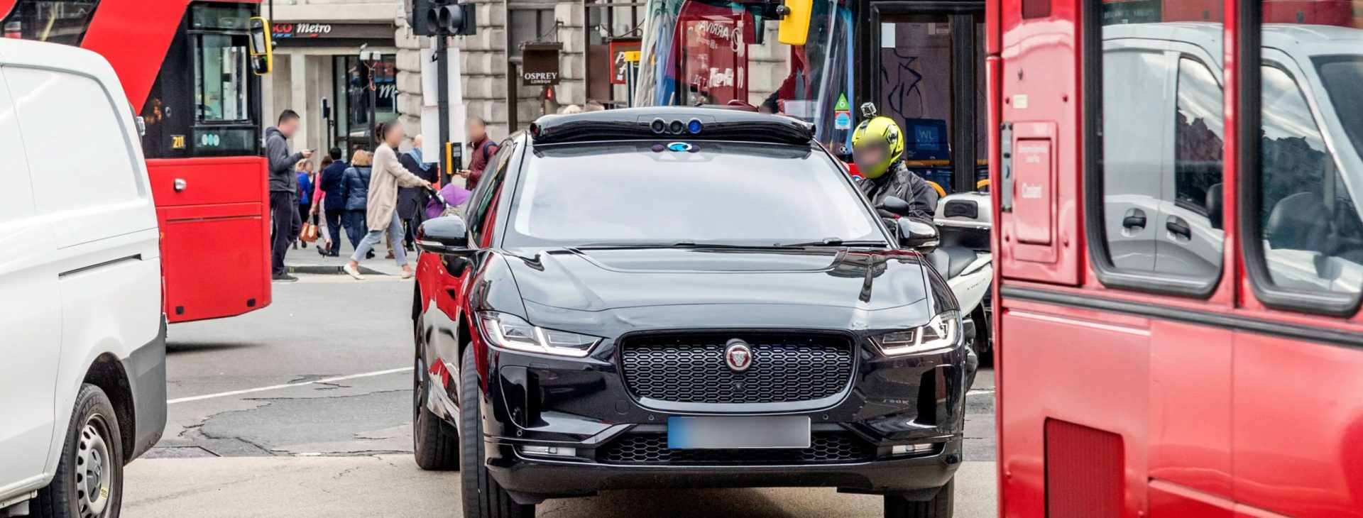 Wayve's Jaguar I-Pace driving through the streets of London