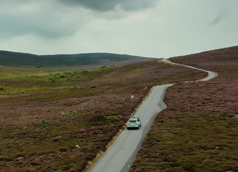 Wayve car navigation the countryside in rural Scotland