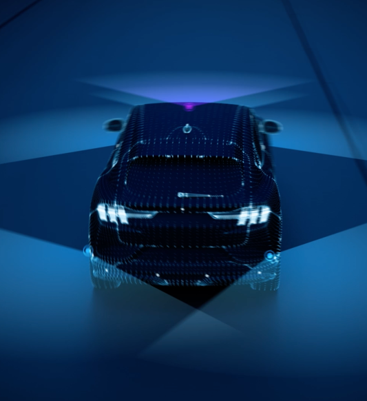animated image showing a vehicle with sensors