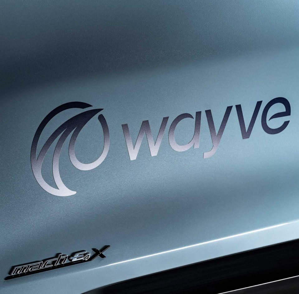 Wayve logo on a Ford Mach-e4