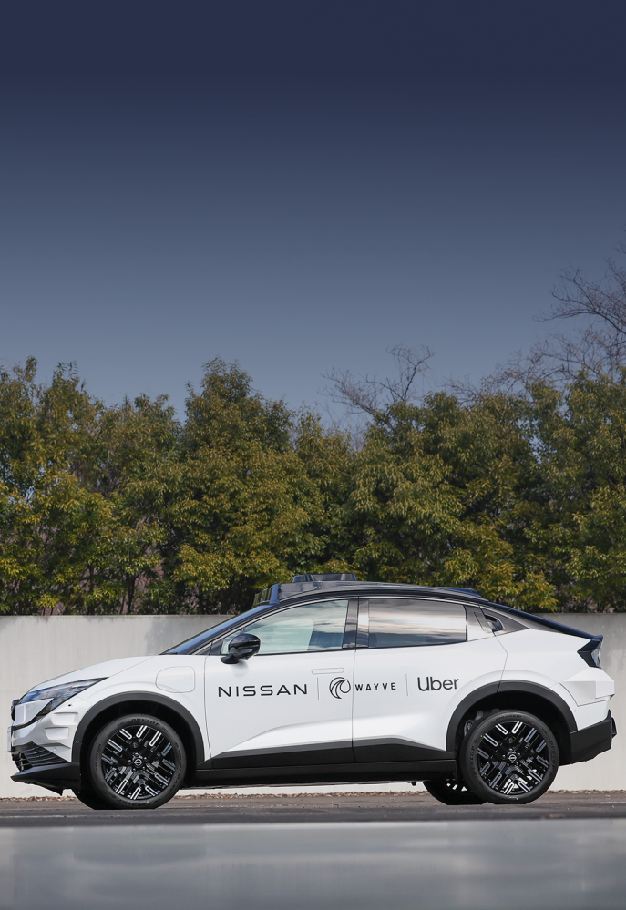 white car against a backdrop of trees